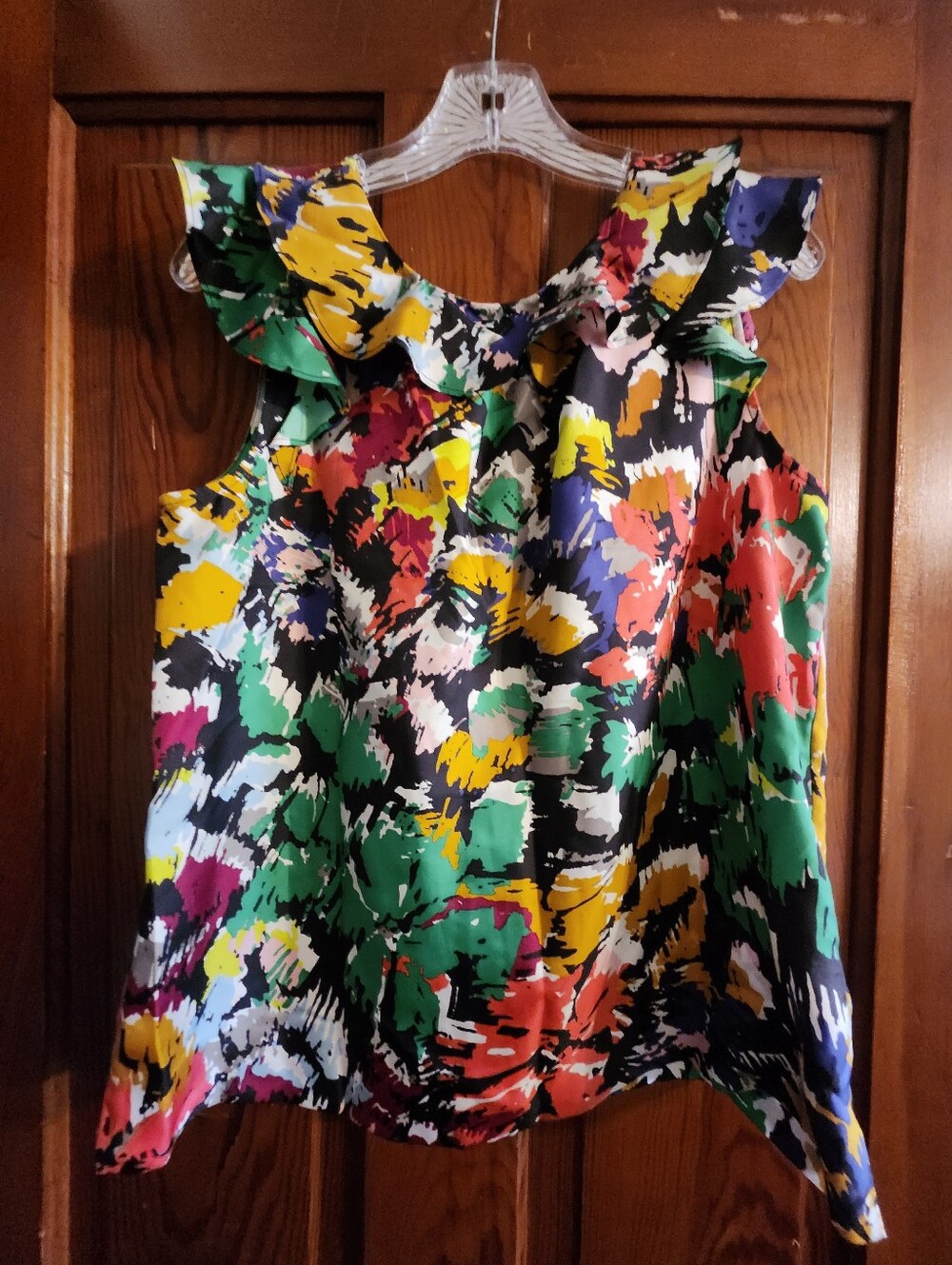 J. Crew Multicolor Abstract Floral Silk Top